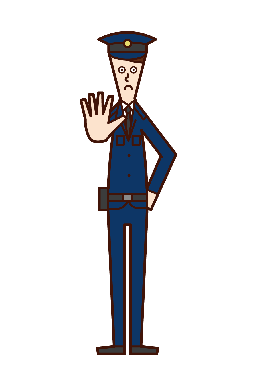 Illustration of a person (man) who confirms safety and calls