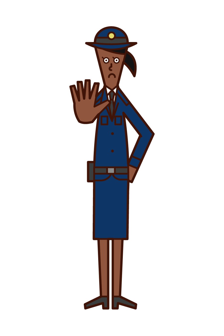 Illustration of a police officer (woman) ordered off-limits