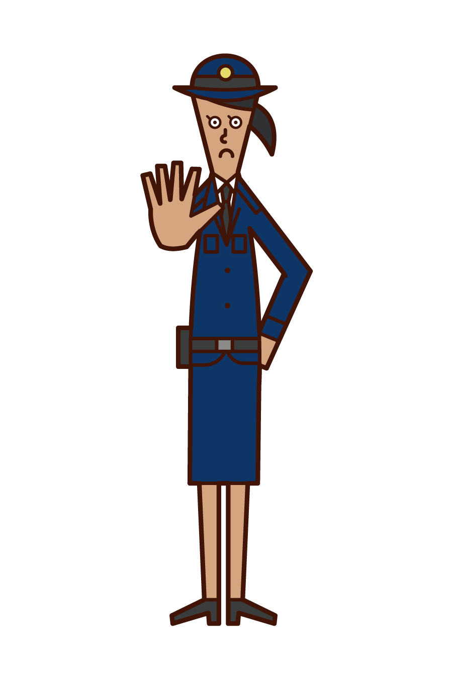 Illustration of a police officer (woman) ordered off-limits