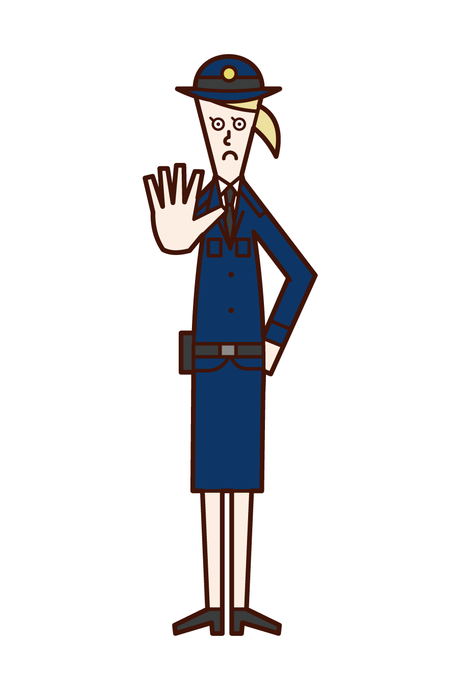 Illustration of a police officer (woman) ordered off-limits