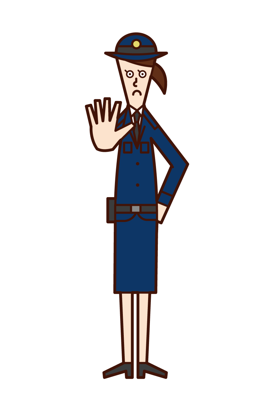 Illustration of a police officer (woman) ordered off-limits