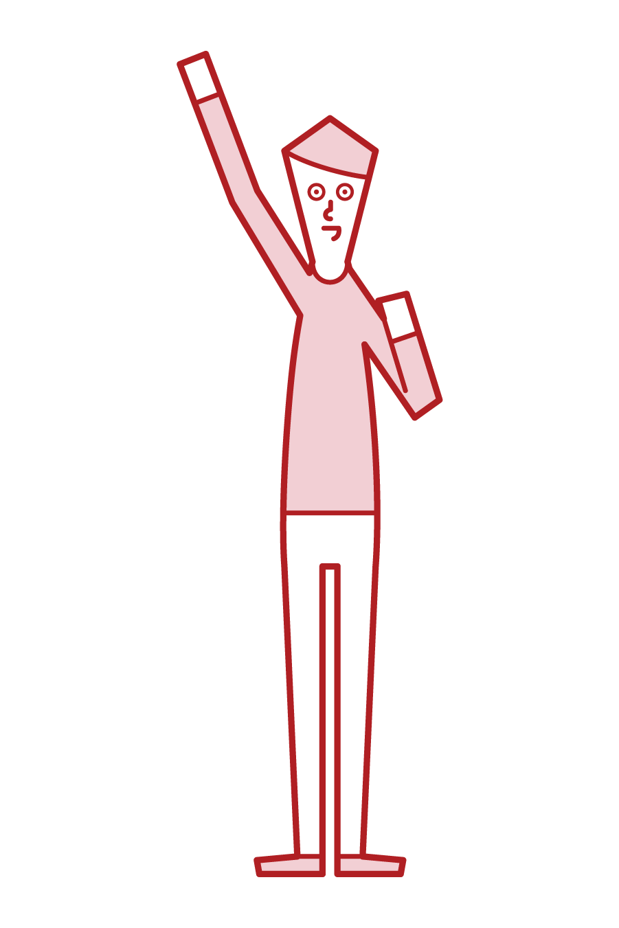 Illustration of Aei-O (man) who raises his fist high