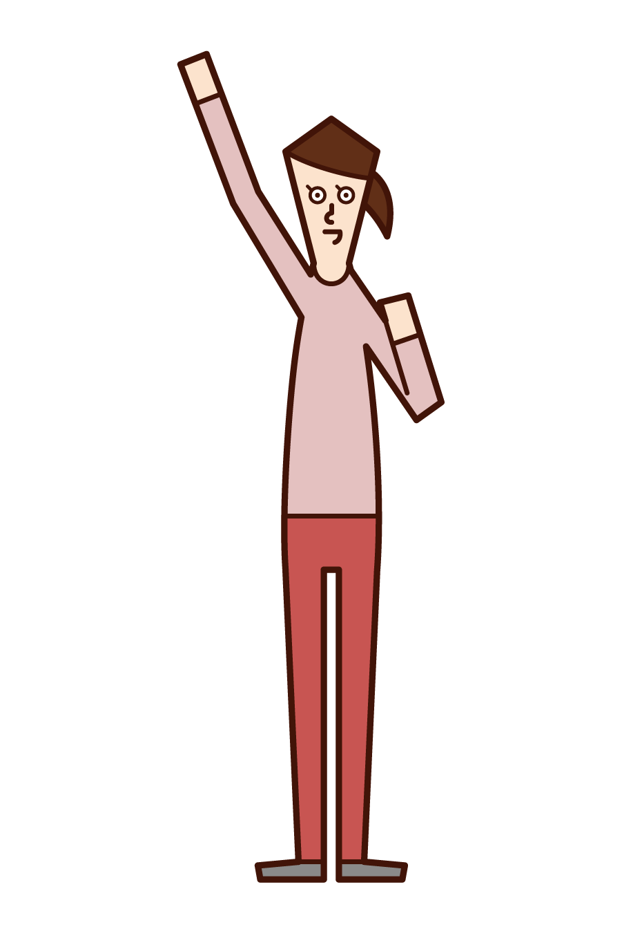 Illustration of A.E.O. (woman) who raises his fist high