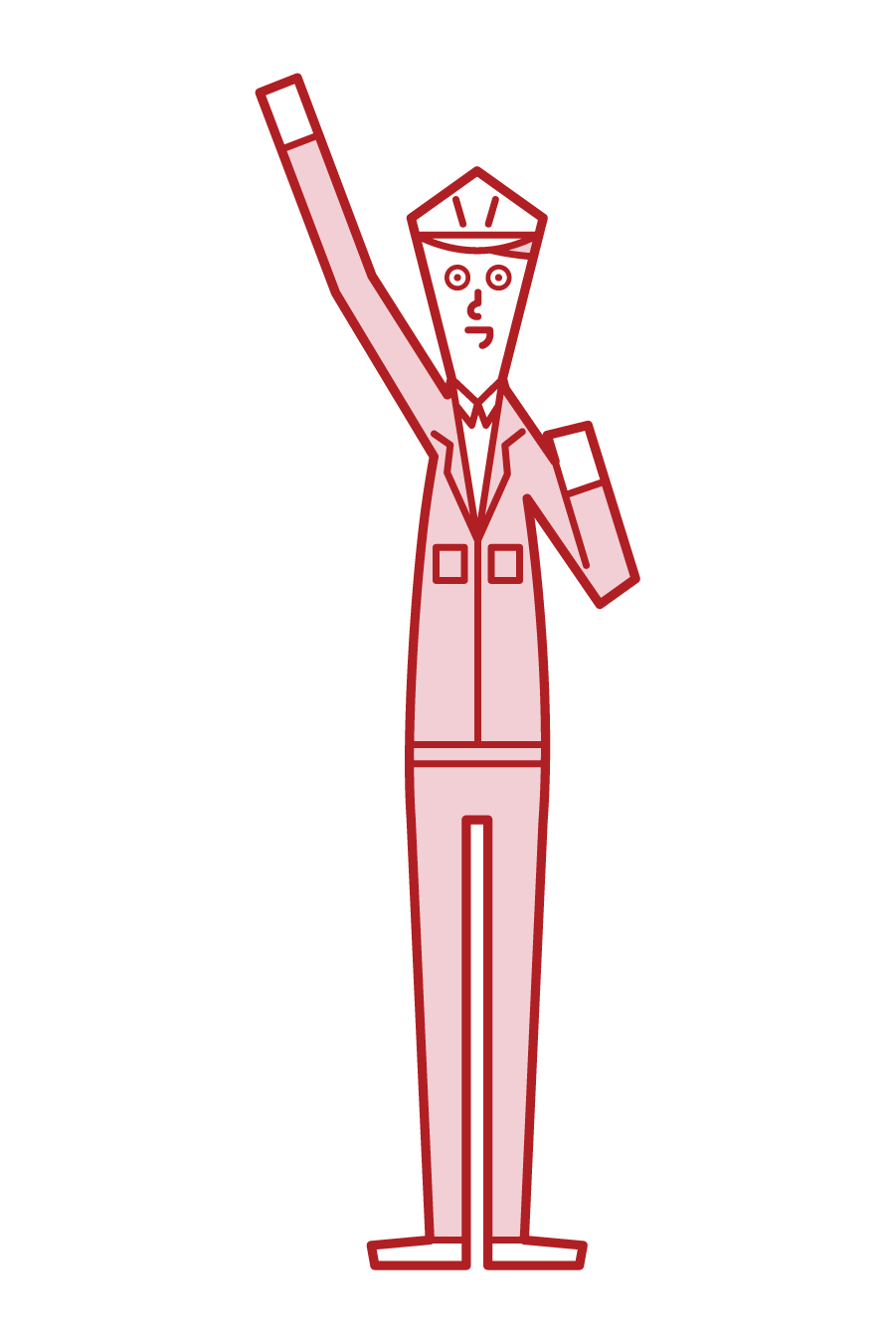 Illustration of Aei-oh (man), a field supervisor who raises his fist high