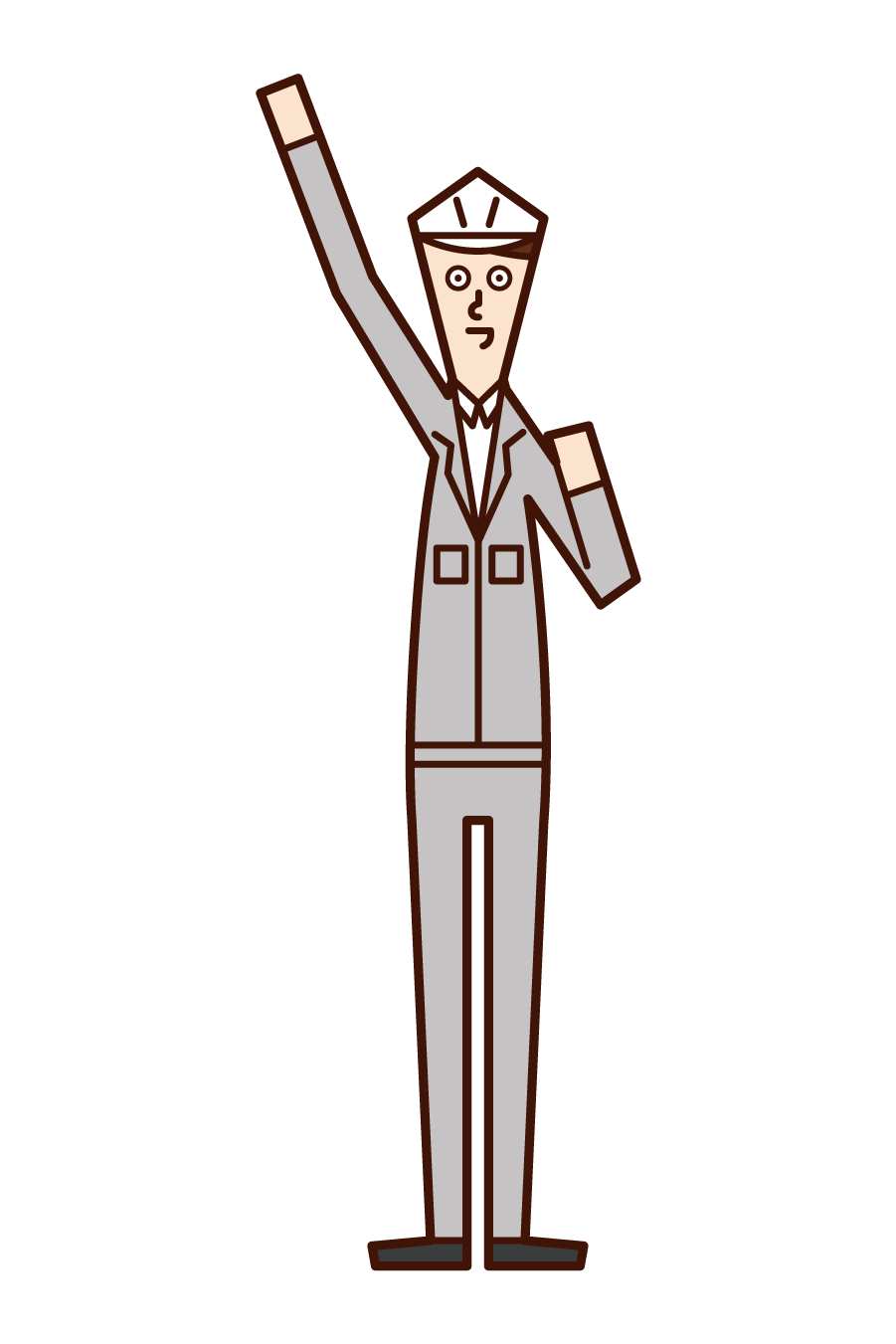 Illustration of Aei-O (man) who raises his fist high