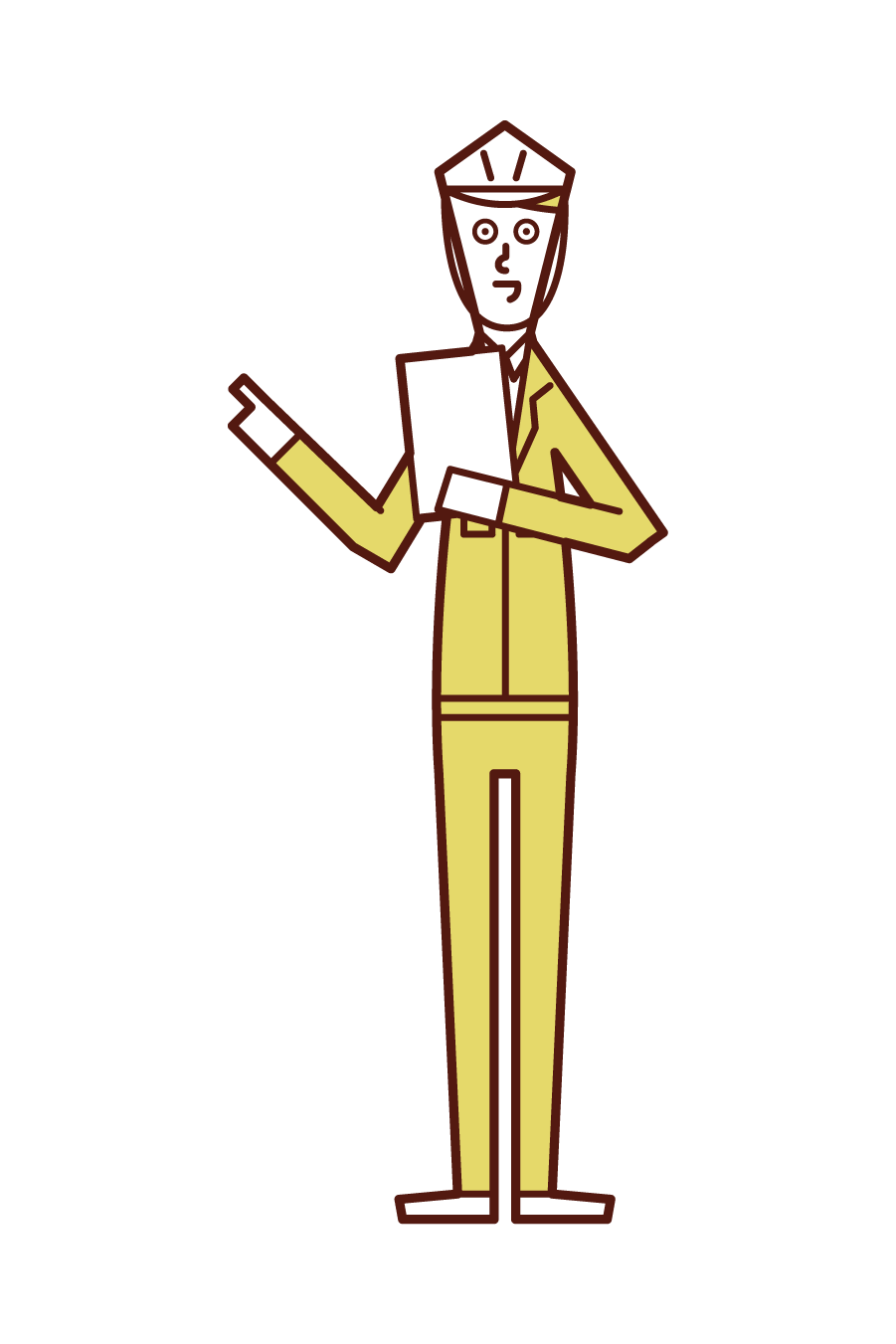 Illustration of a person (man) who confirms safety and calls