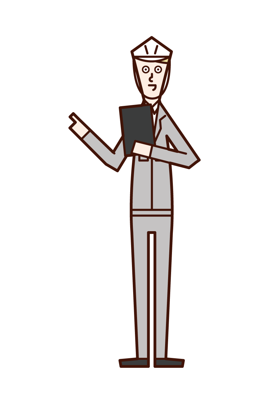 Illustration of a person (man) who confirms safety and calls
