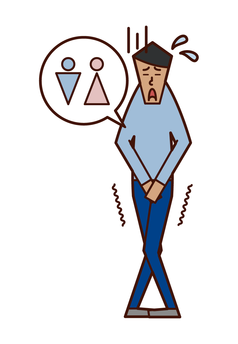 Illustration of a man who feels urine