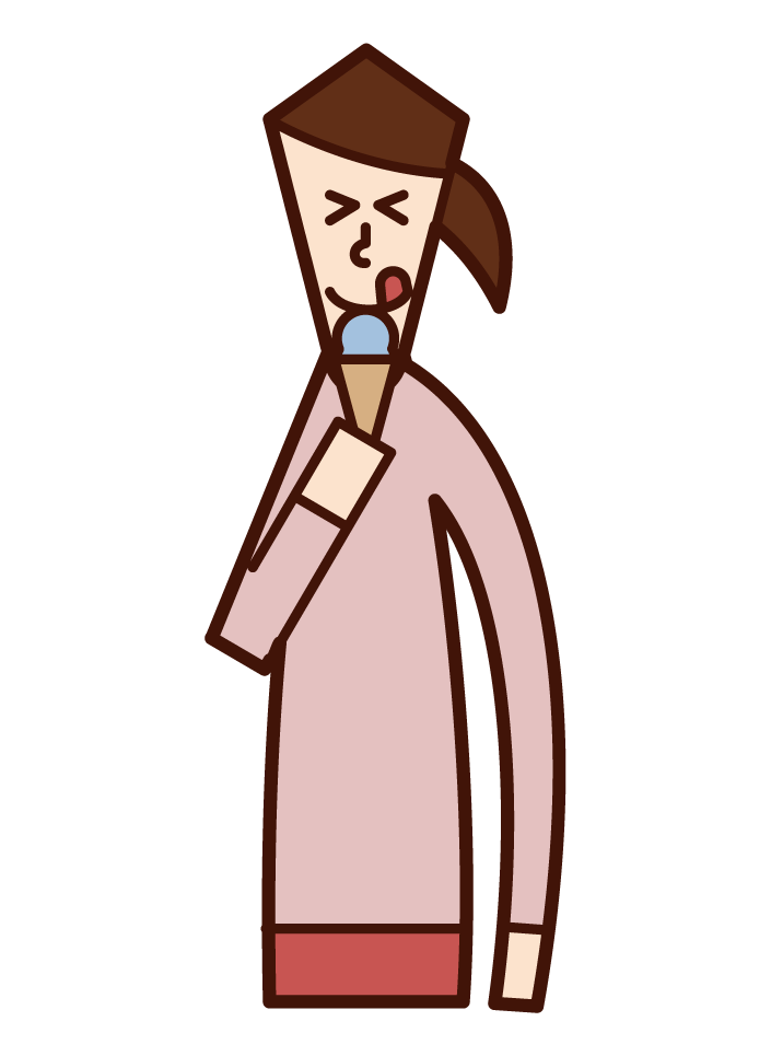 Illustration of a person (grandmother) who speaks with a microphone