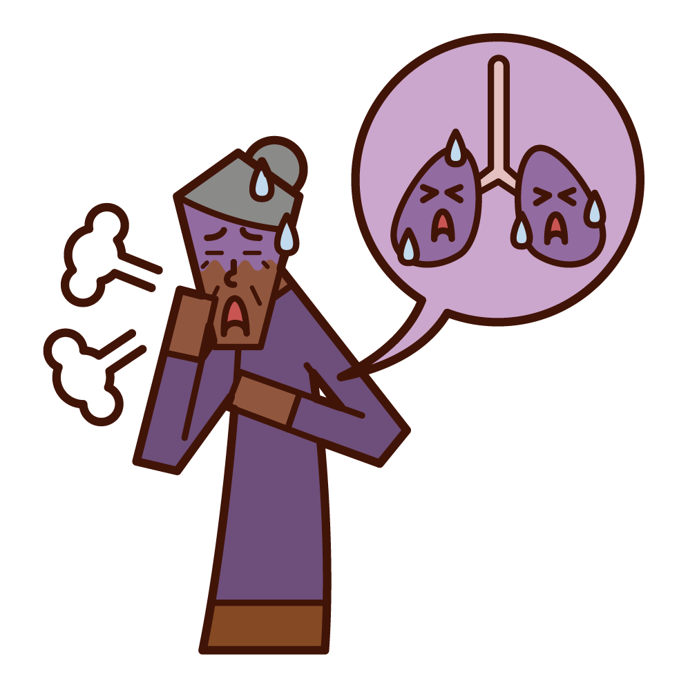 Illustration of lung cancer and lung disease (grandmother)