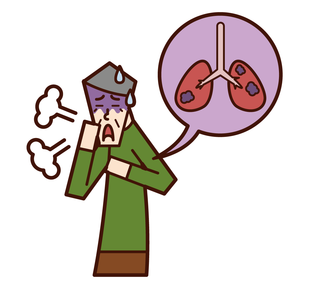Illustration of lung cancer and lung disease (old father)