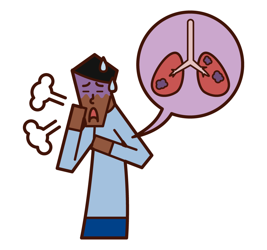 Illustration of lung cancer and lung disease (male)