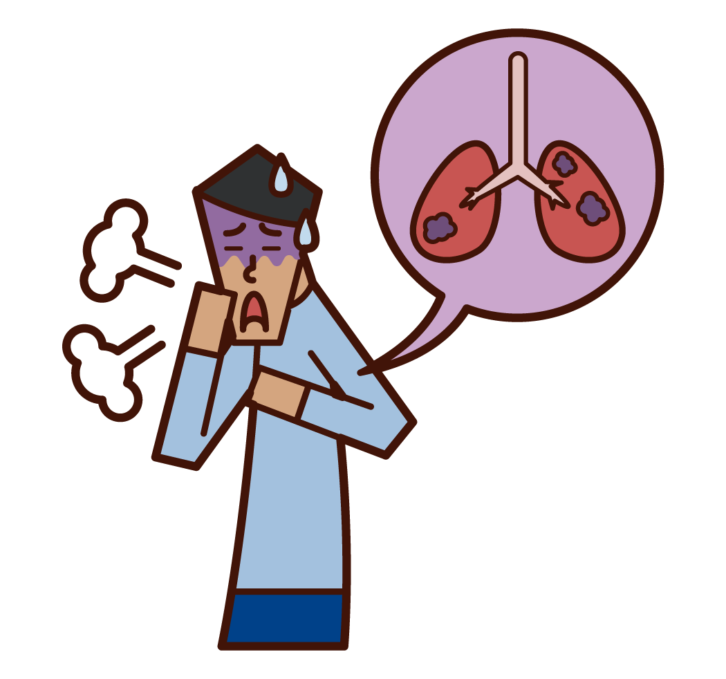 Illustration of lung cancer and lung disease (male)