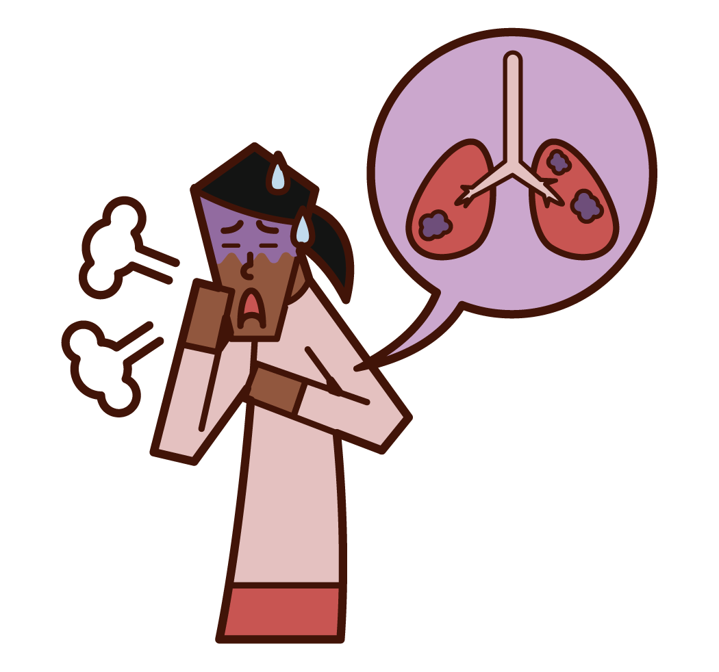 肺がん・肺の病気（女性）のイラスト