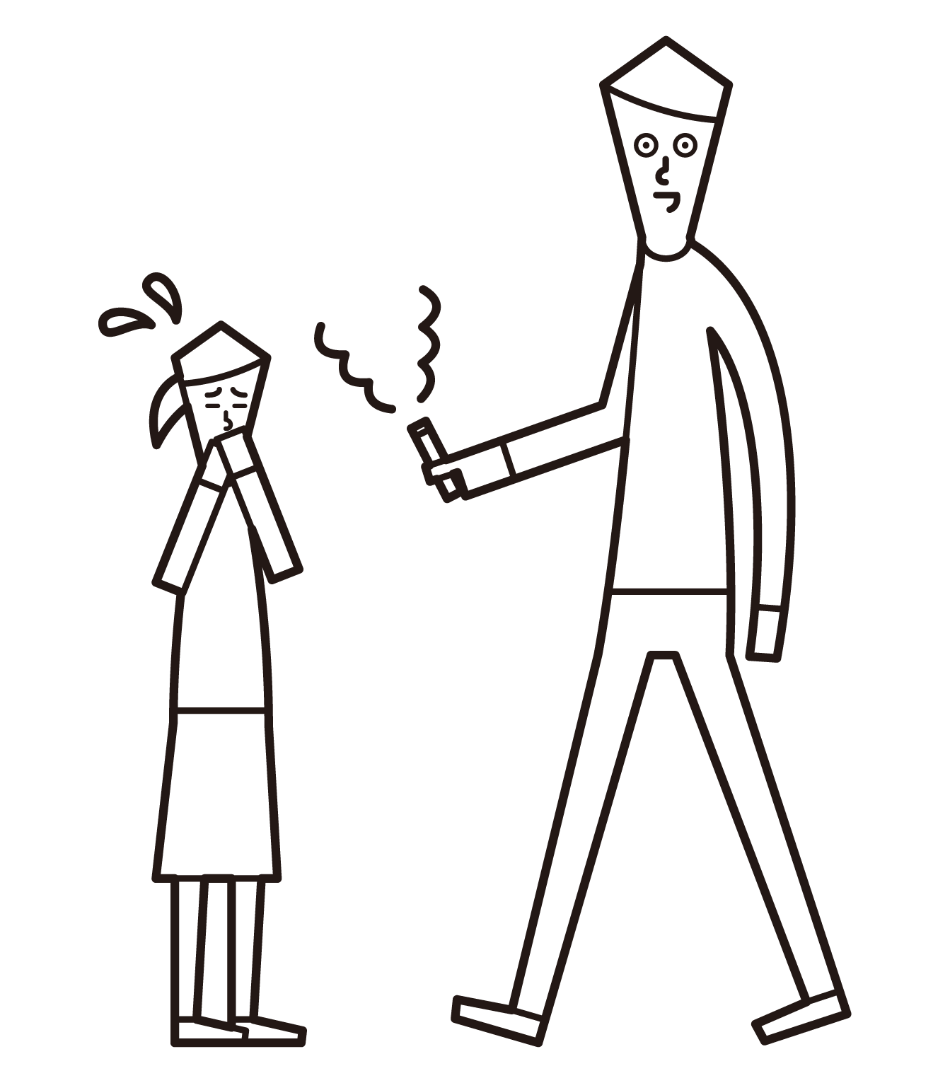 走路時吸煙的人（男性）的插圖