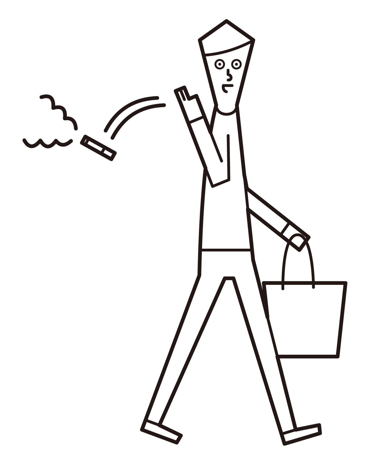 Illustration of a man throwing a cigarette on the street