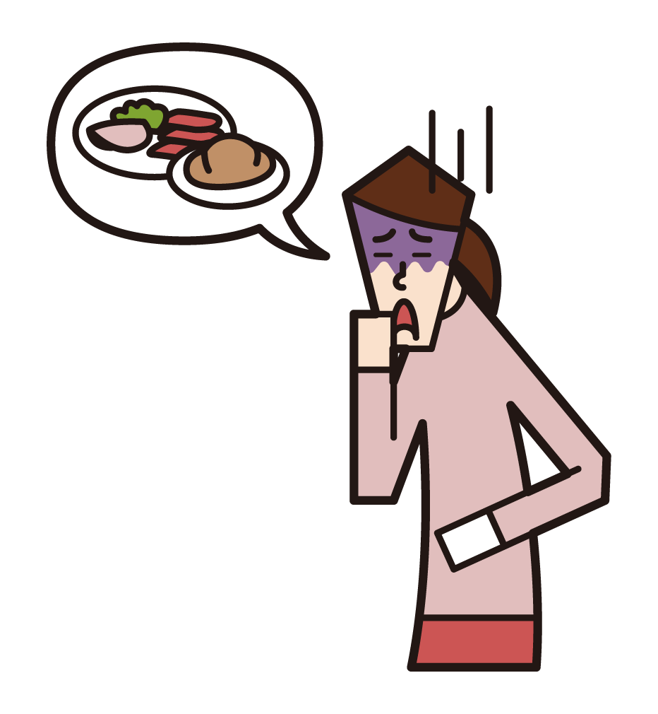 Illustration of anorexia and eating disorder (woman)