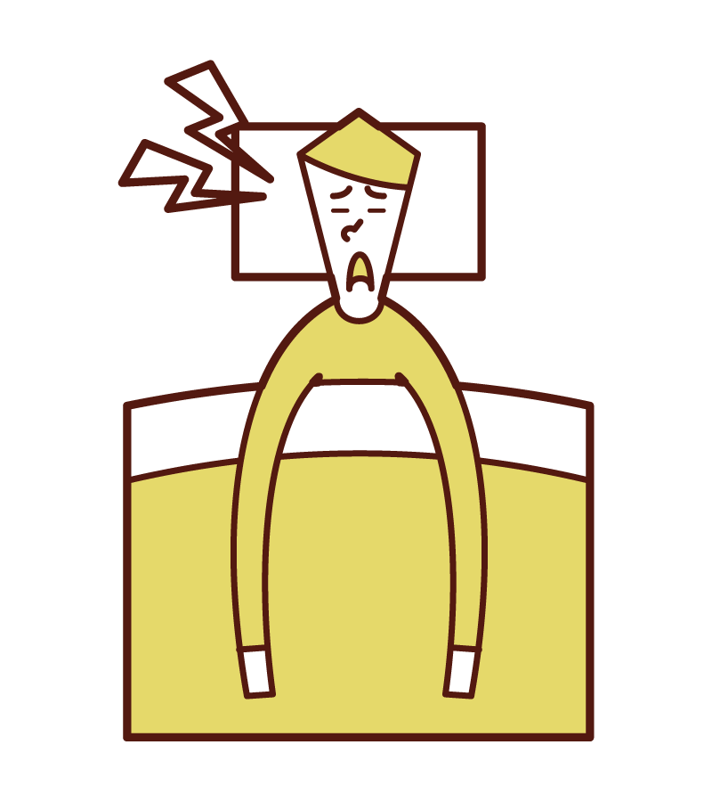 Illustration of sning and sleep apnea syndrome (man)
