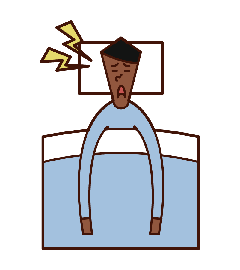 Illustration of sning and sleep apnea syndrome (man)