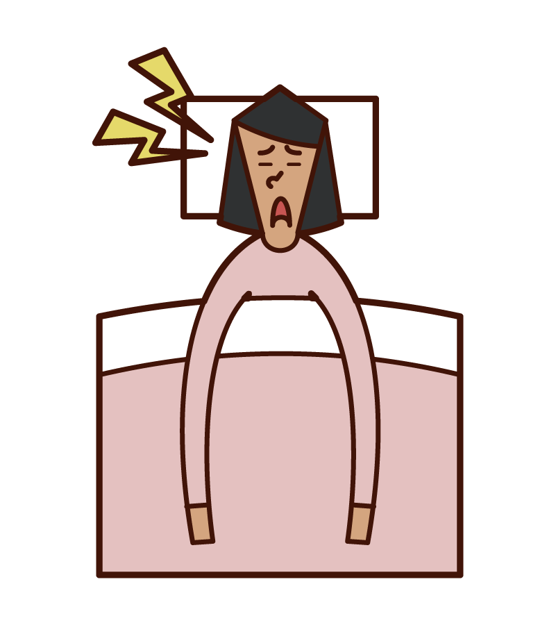 Illustration of sning and sleep apnea syndrome (woman)
