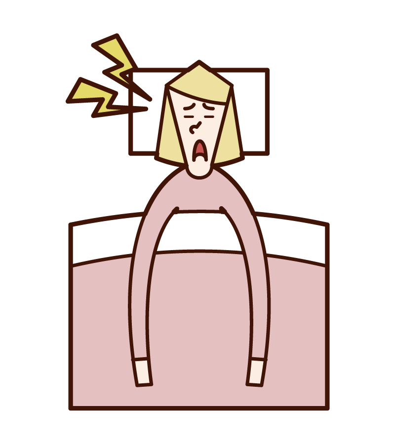 Illustration of sning and sleep apnea syndrome (woman)