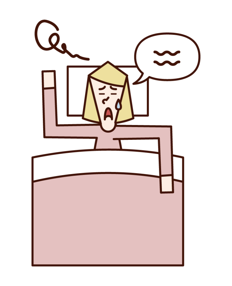 うなされる人・寝言(女性)のイラスト – フリーイラスト素材集 KuKuKeKe