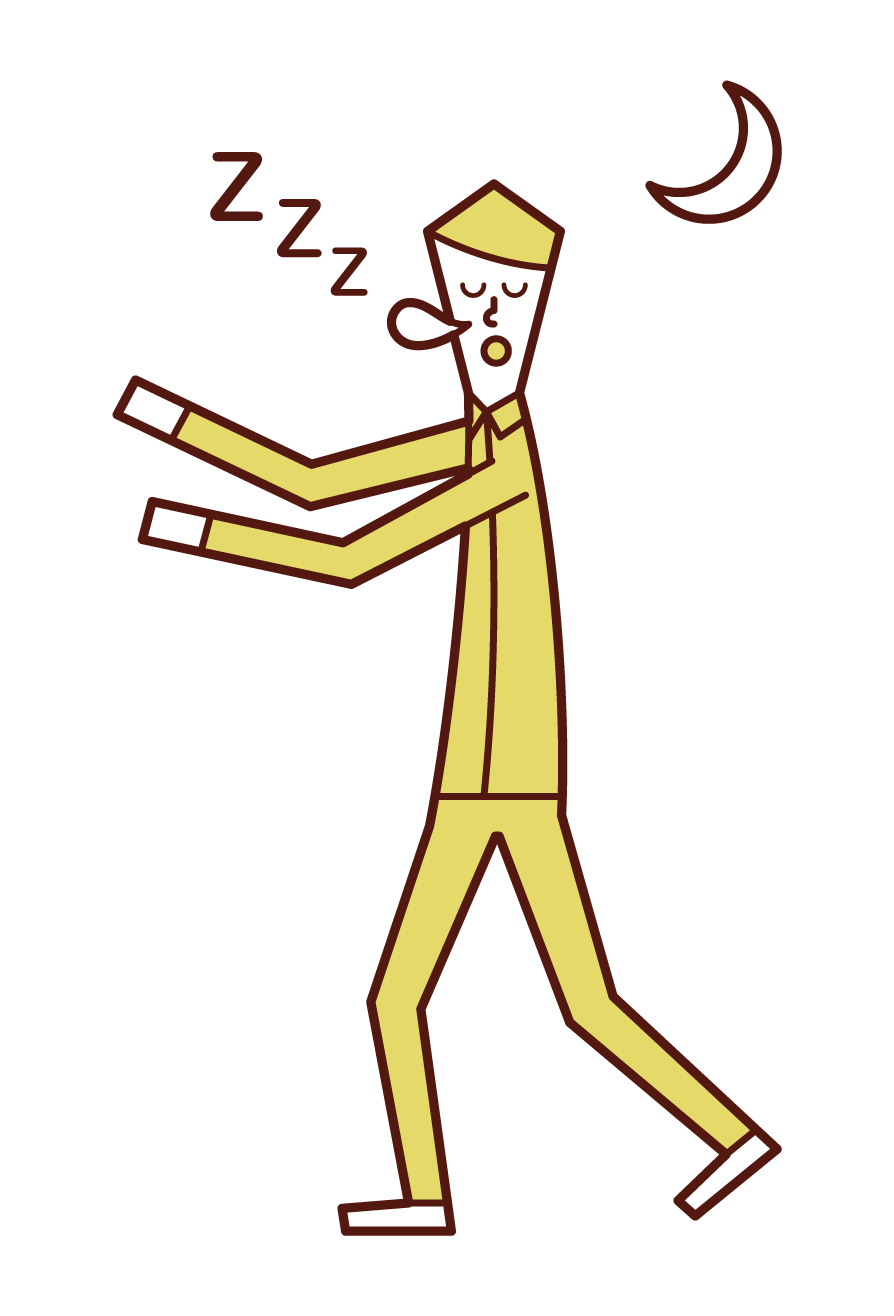 Illustration of sleepwalking and sleepwalking (boy)