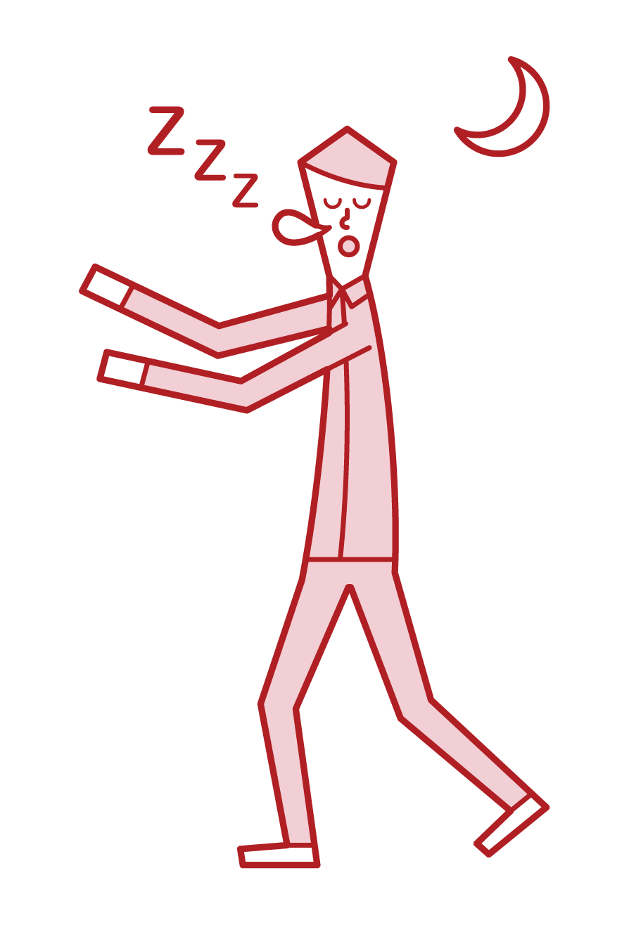 Illustration of sleepwalking and sleepwalking (boy)