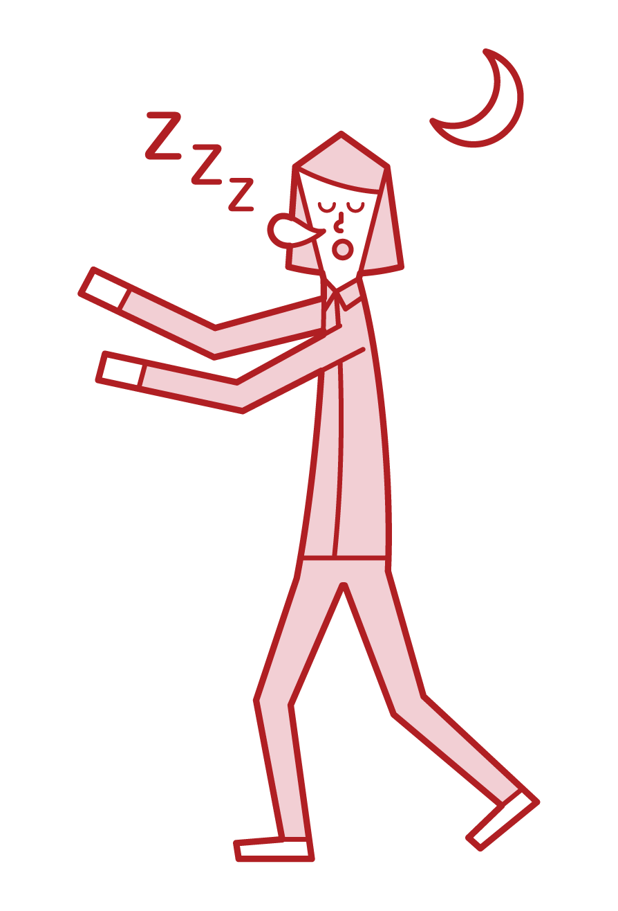 Illustration of sleepwalking and sleepwalking (girls)