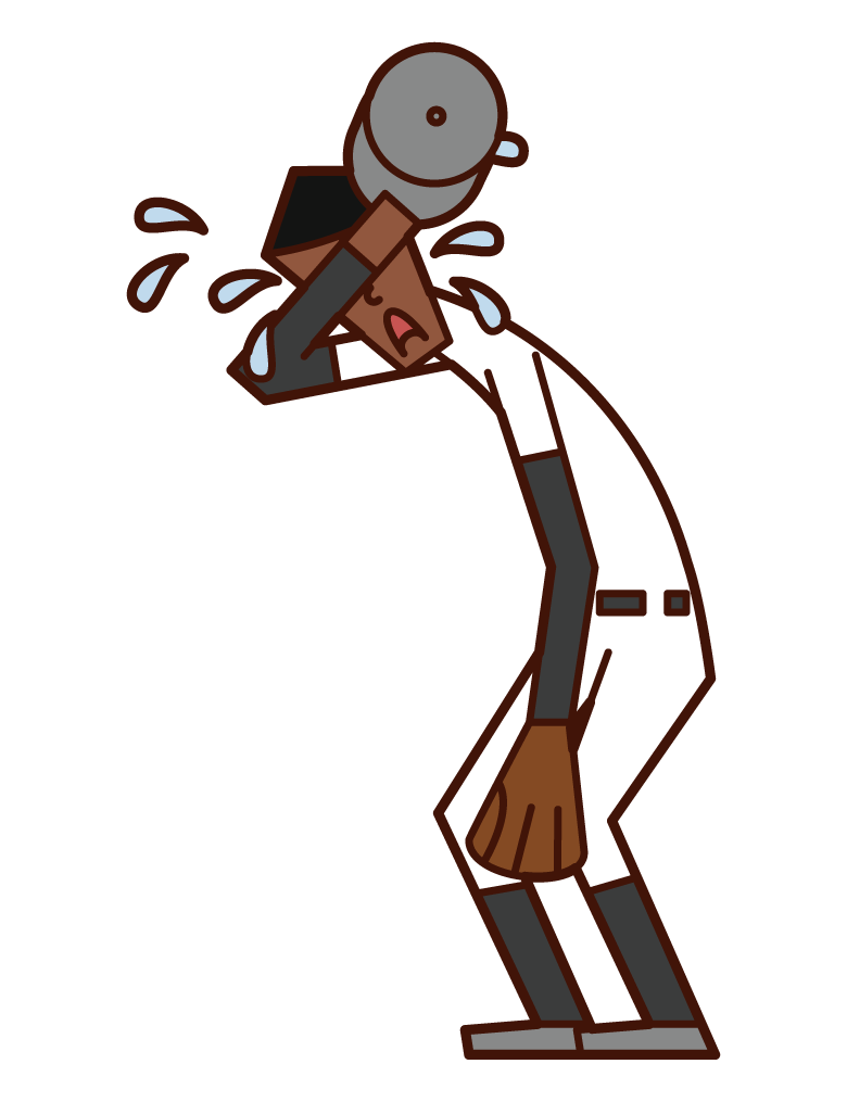 Illustration of a regrettable baseball player (man)