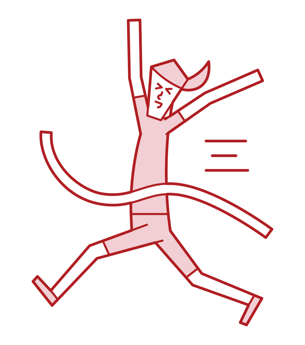 Illustration of goal person and goal tape (woman)