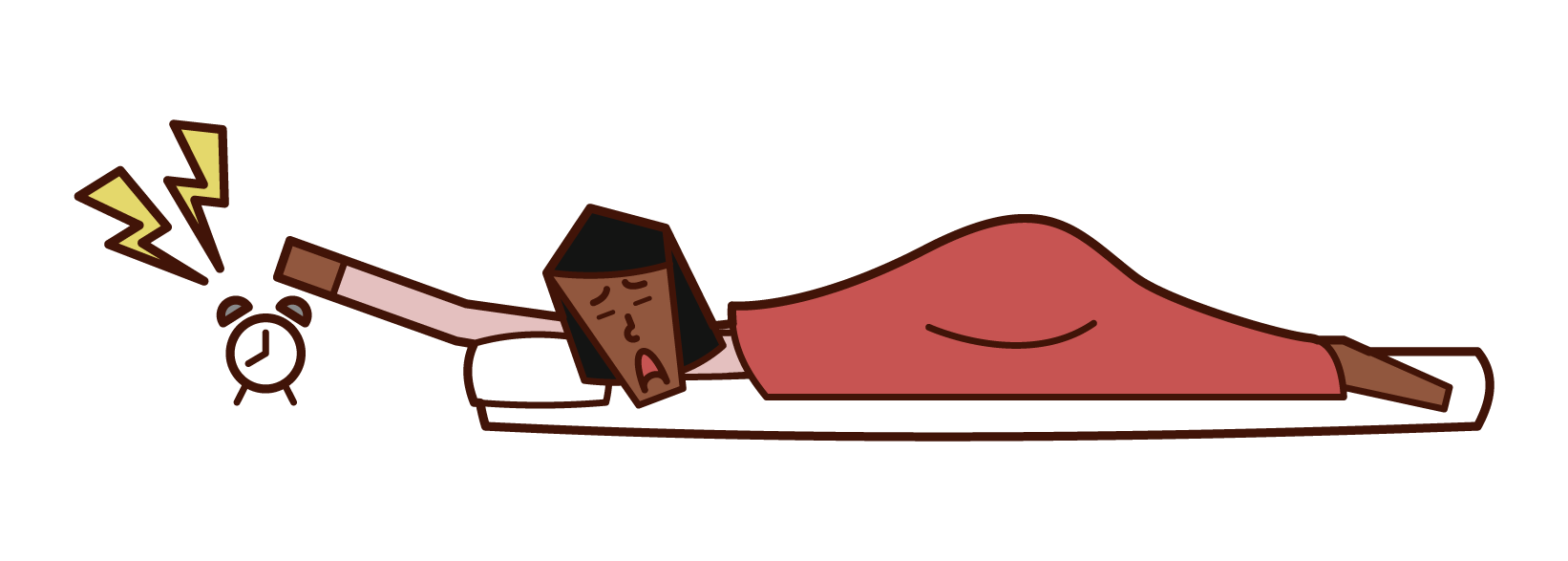 Illustration of a woman who stops alarm clock alarm
