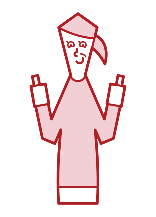 Illustration of a woman who raises her parents' fingers