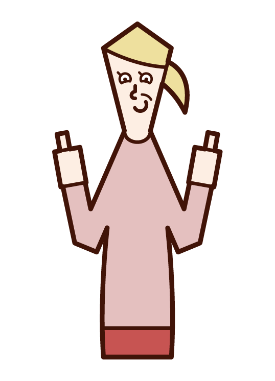 両親指を立てる人・グッジョブ（女性）のイラスト