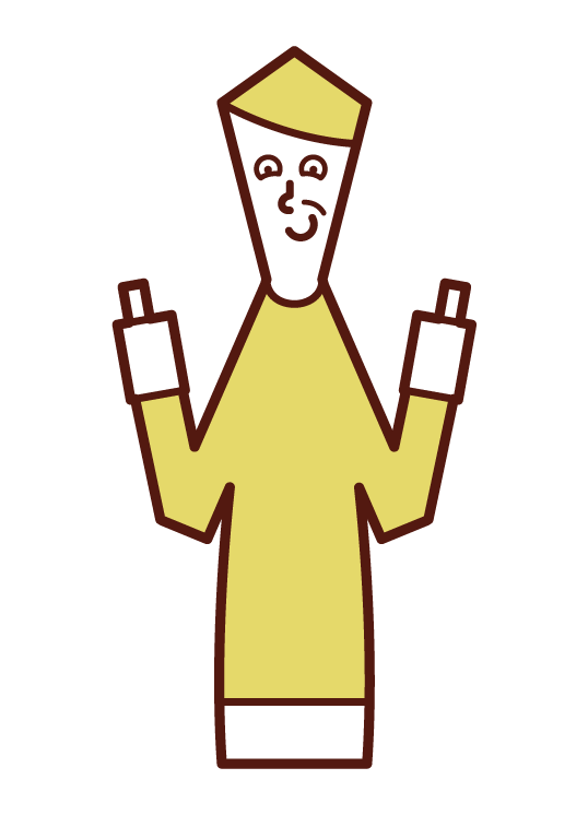 Illustration of a man who raises his parents' fingers