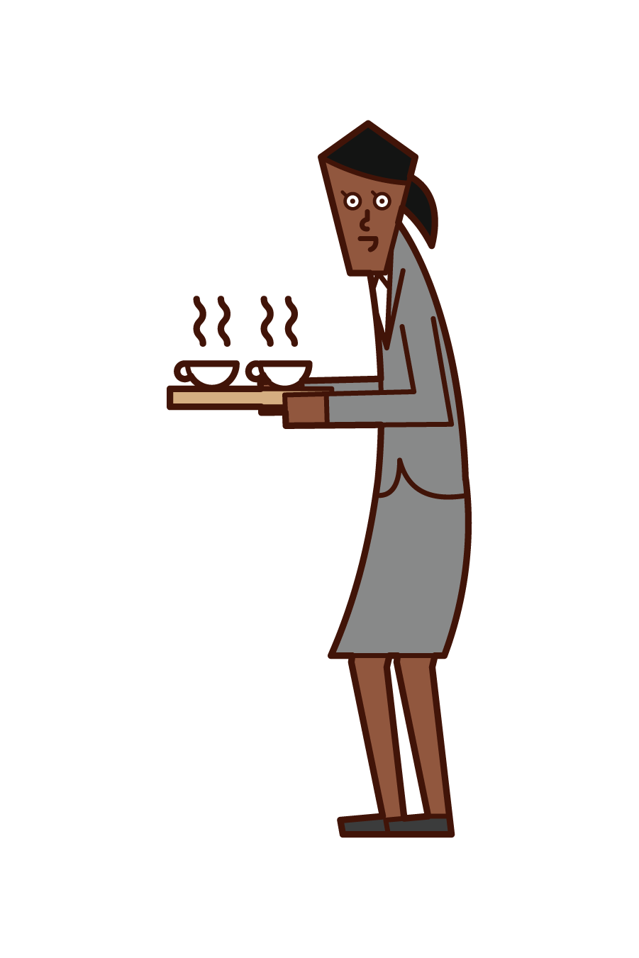 차와 커피를 제공하는 사람 (여성)의 그림