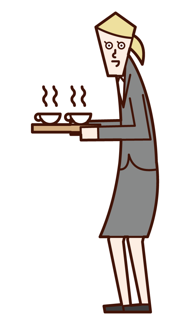 お茶やコーヒーを提供する人 女性 イラスト フリーイラスト素材 Kukukeke ククケケ