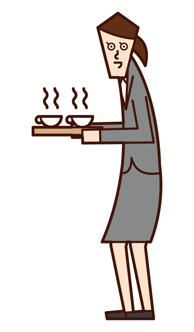 お茶やコーヒーを提供する人 女性 イラスト フリーイラスト素材 Kukukeke ククケケ