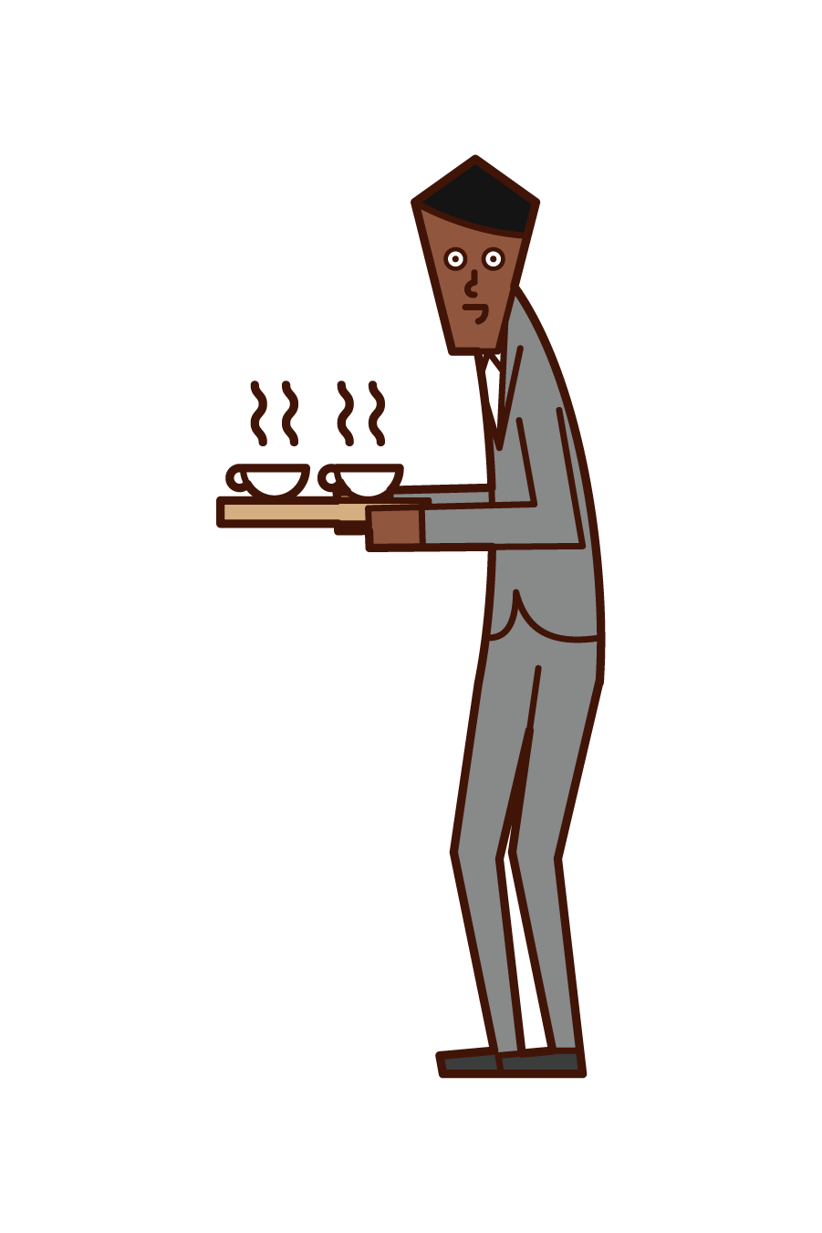 차 또는 커피를 제공하는 사람 (남성) 그림