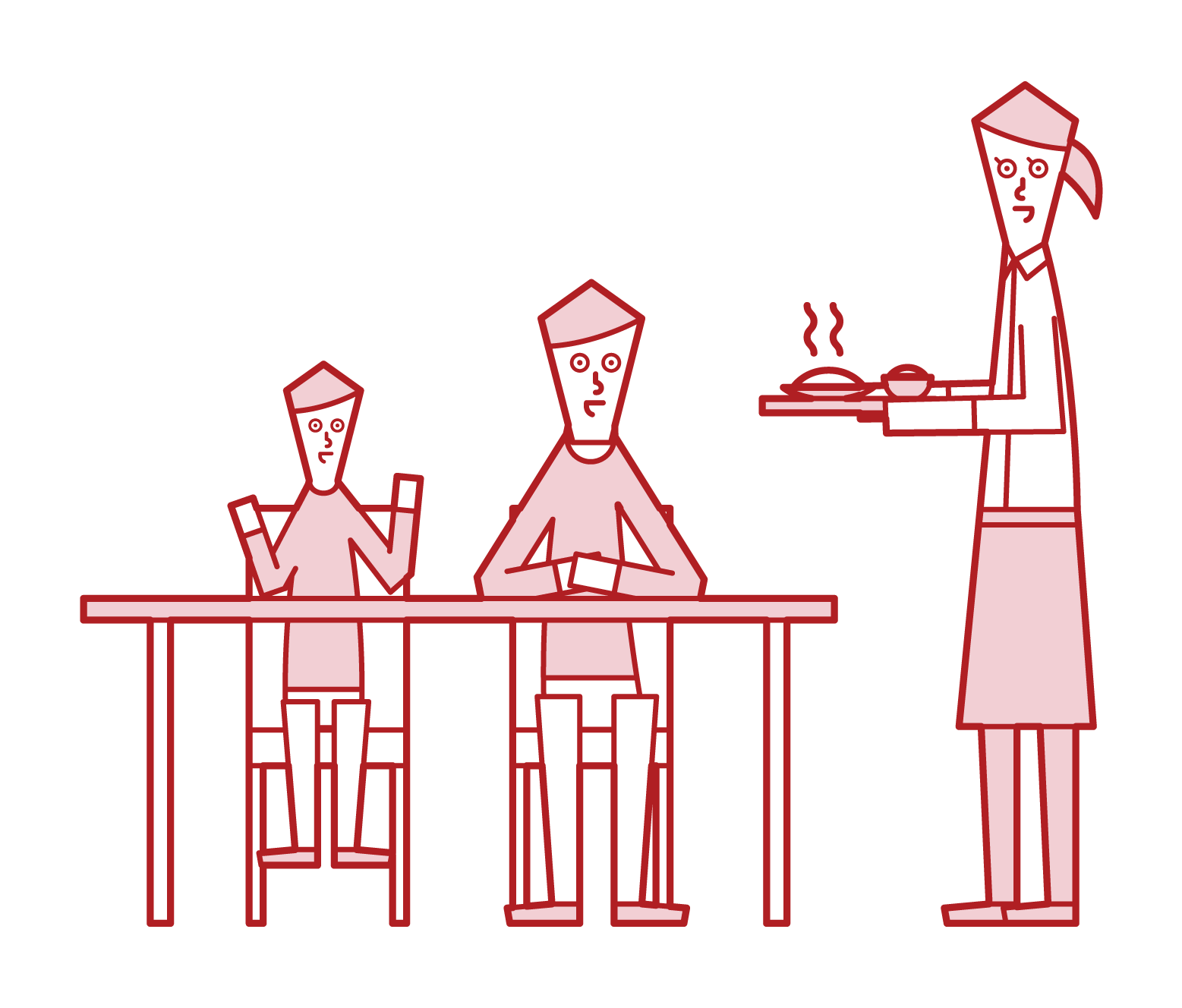 在餐廳用餐的家庭（男性）插圖