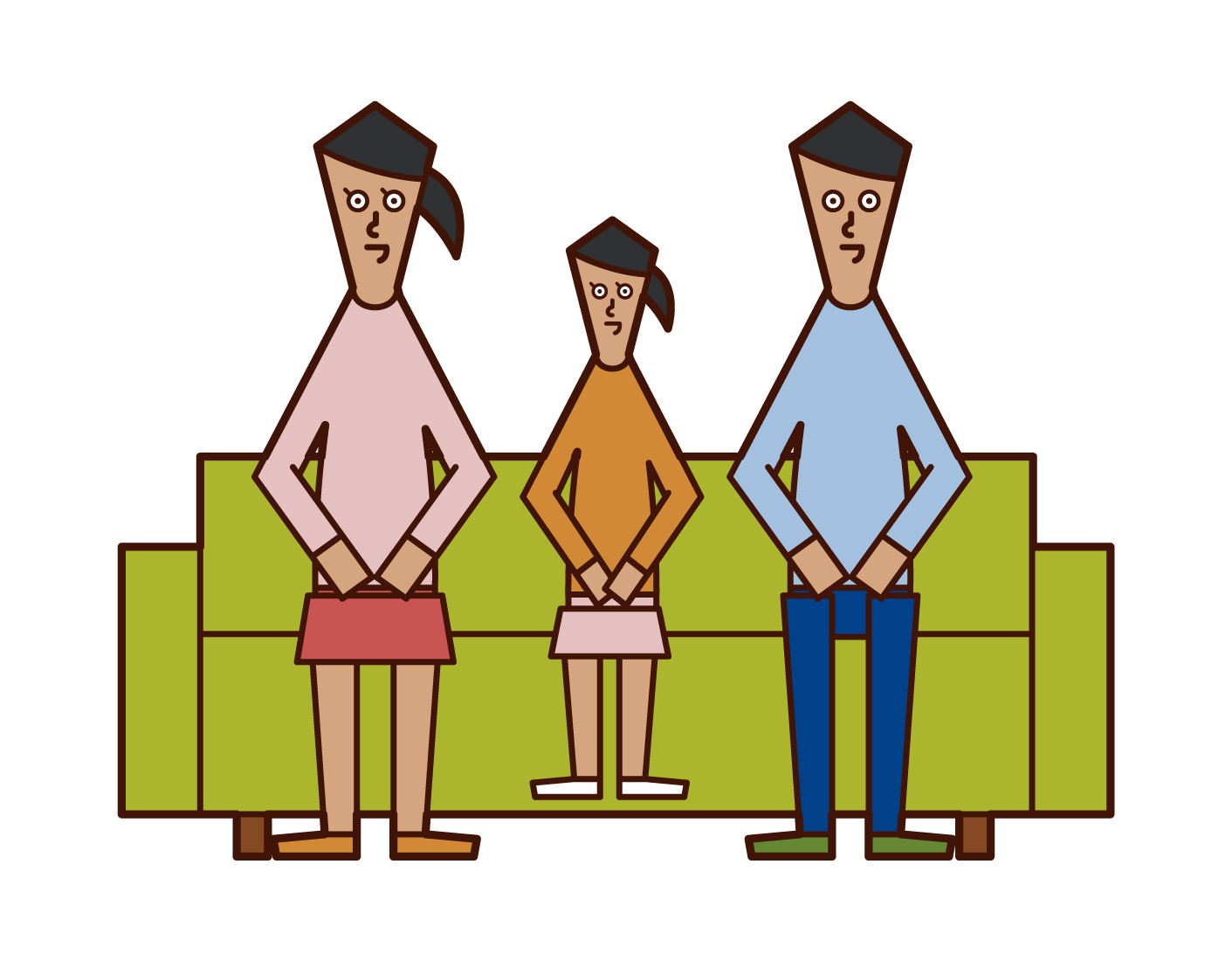 Illustration of a family of three