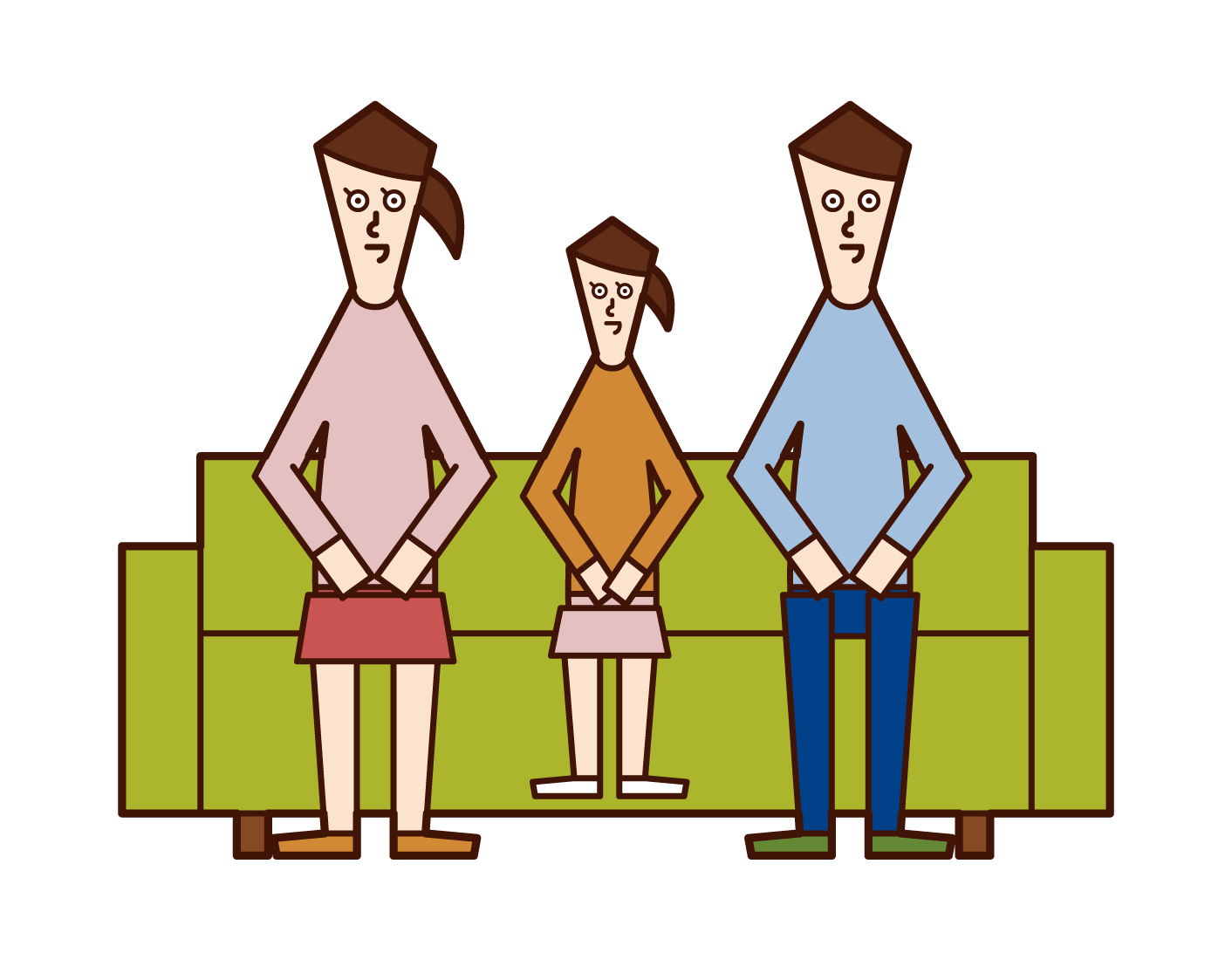 Illustration of a family of three