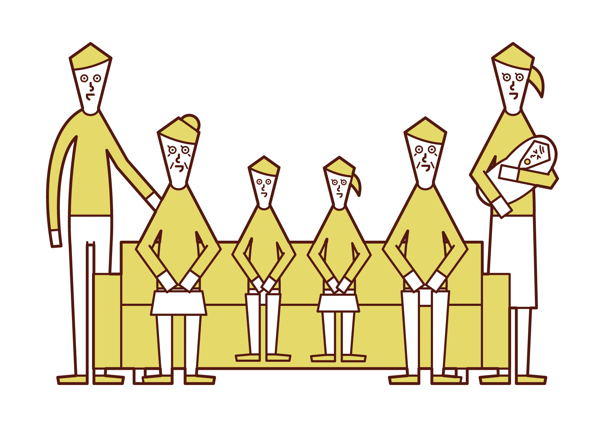Illustration of a large family