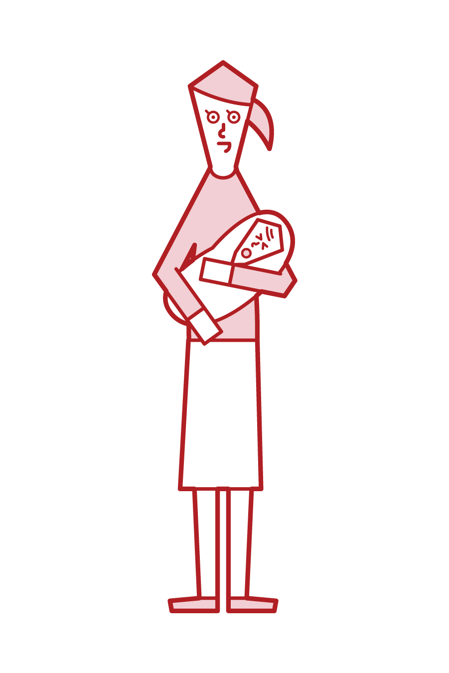 擁抱嬰兒的人（女性）的插圖