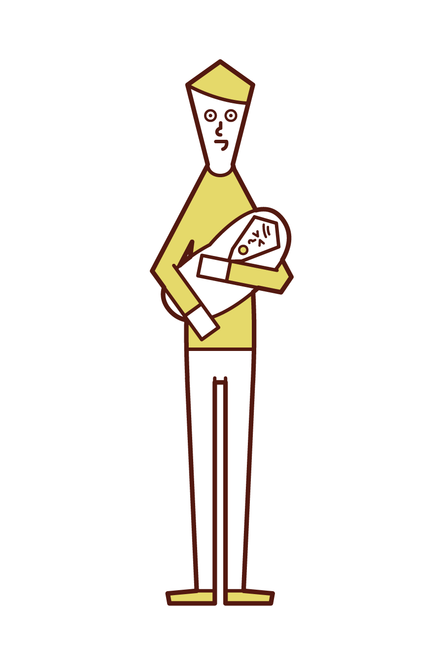 赤ちゃんを抱っこする人（男性）のイラスト