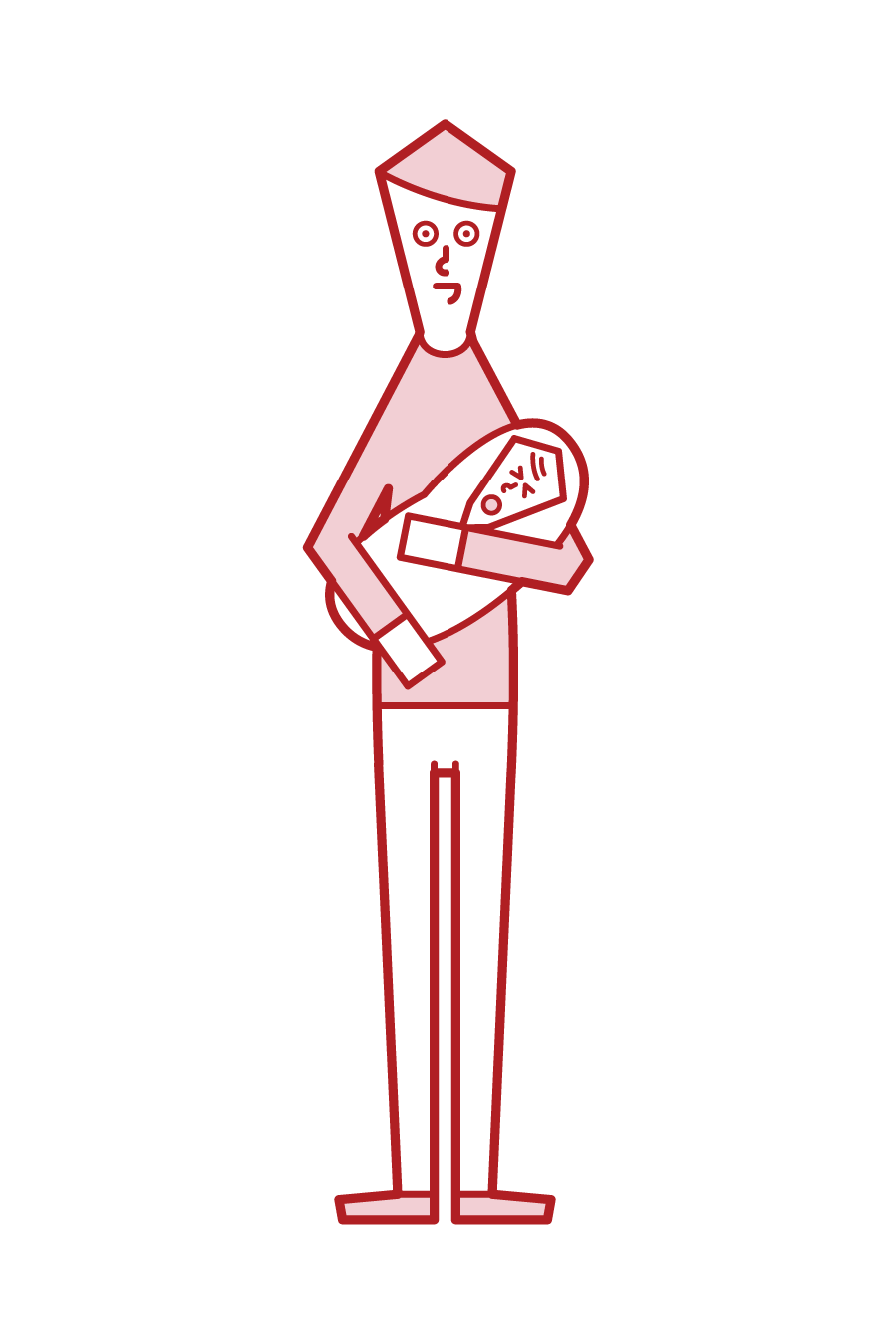 赤ちゃんを抱っこする人（男性）のイラスト