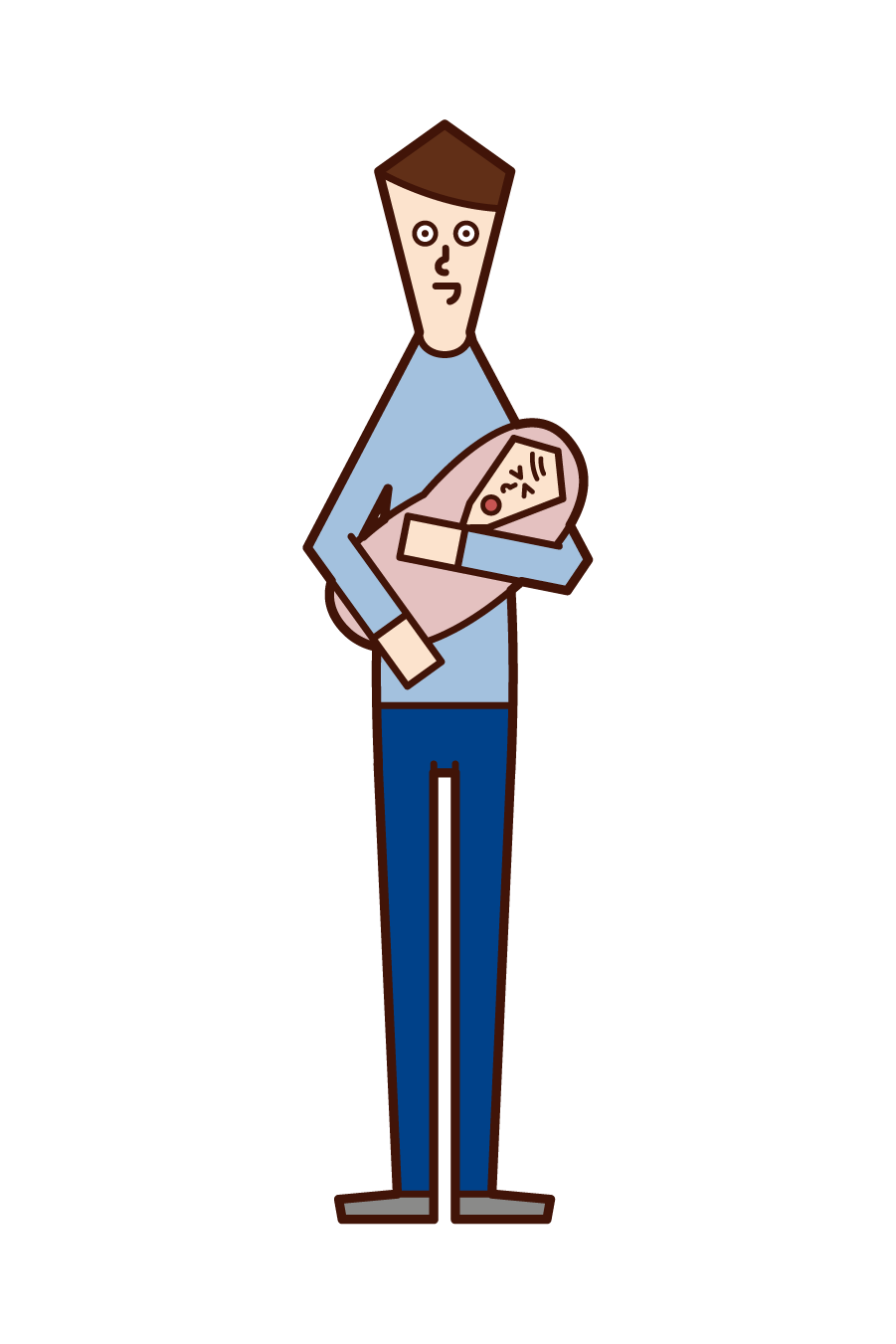 Illustration of a man holding a baby