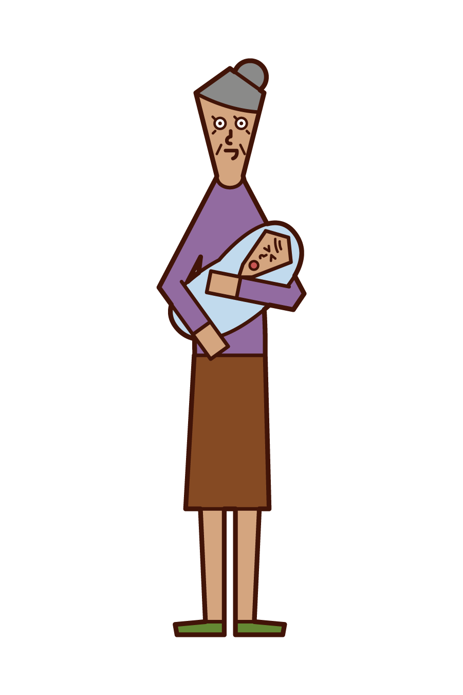 Illustration of grandmother holding grandchild