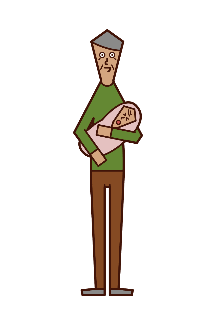 Illustration of an old father holding a grandchild