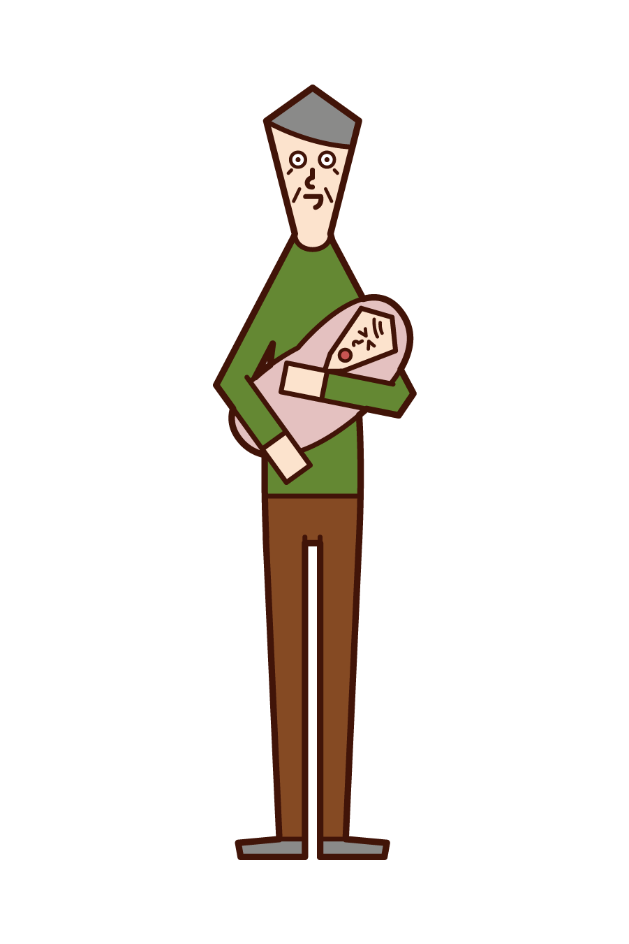 Illustration of an old father holding a grandchild